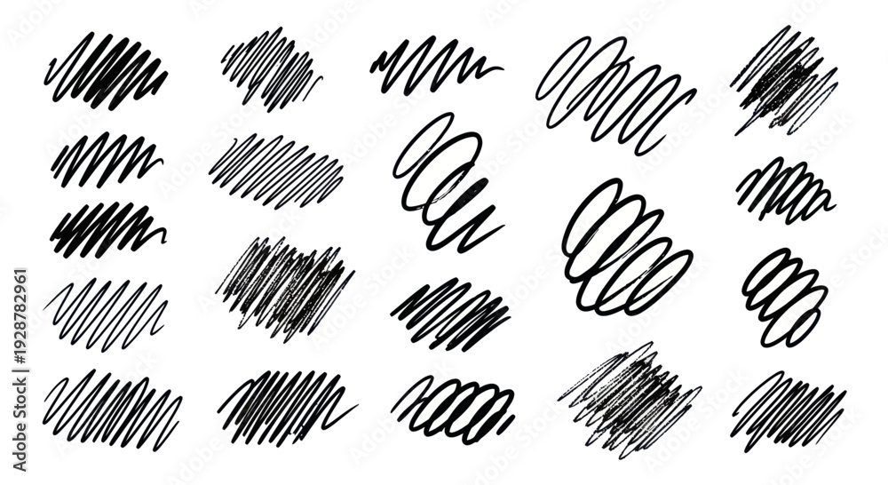 Fototapeta premium Collection of Hand Drawn Scribble Textures and Brush Strokes.