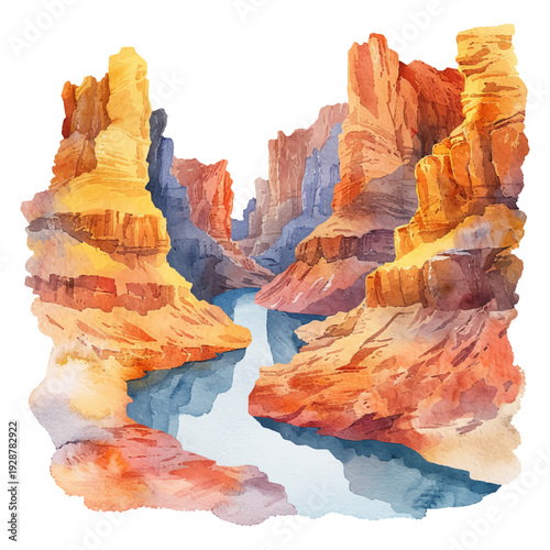 canyon lanscape hand drawn vector illustration