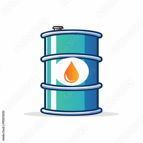 Green industrial barrel with an orange oil drop symbol.