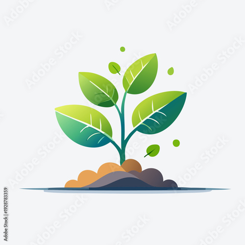 Green plant growing from soil, nature and environment concept.