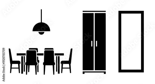 Dining Room Furniture Set With Table Chairs Wardrobe And Mirror