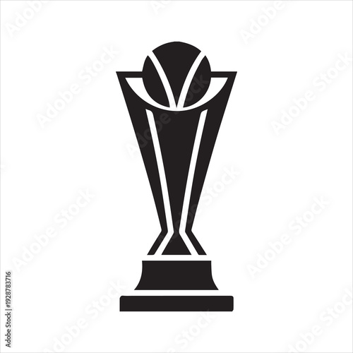 Minimalist tall championship trophy silhouette isolated on transparent background