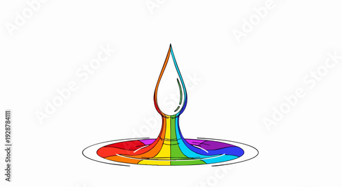 Colorful Candle With Rainbow Melt Pool.