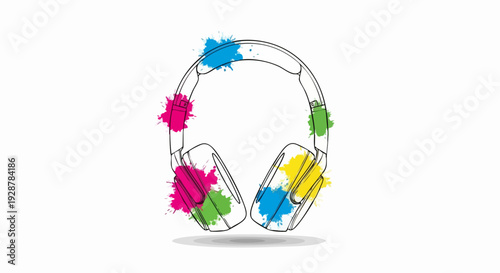 Colorful Paint Splatter Headphones Design.