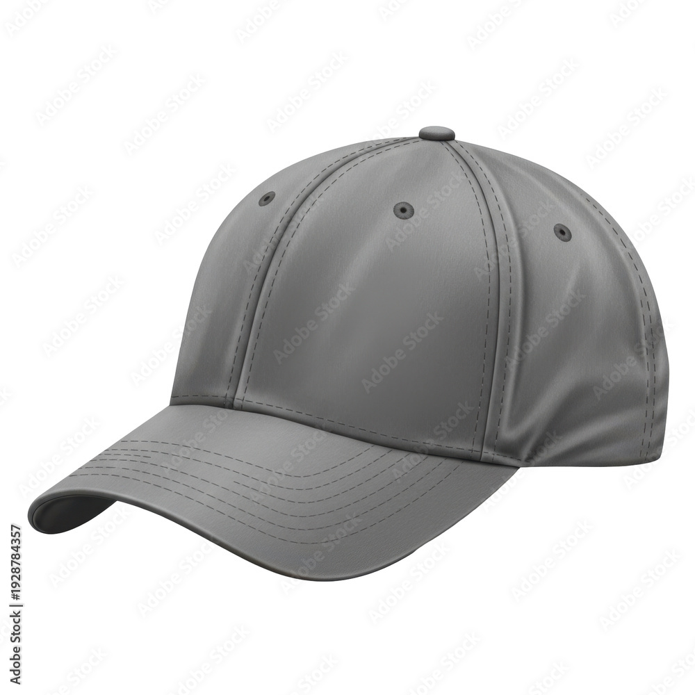 Fototapeta premium Gray baseball cap mockup high resolution detailed view isolated on white background
