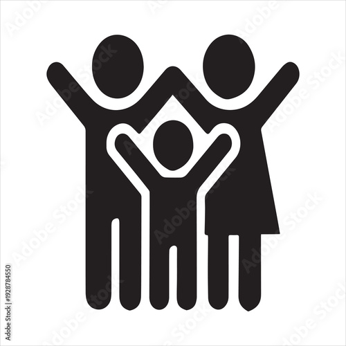 Family Silhouette Icons, Minimal Black and White Vector Set of Family Members