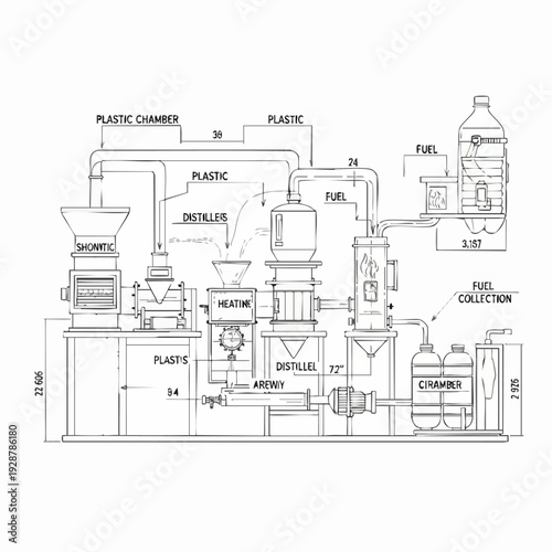 Detailed laboratory equipment schematic drawing diagram.