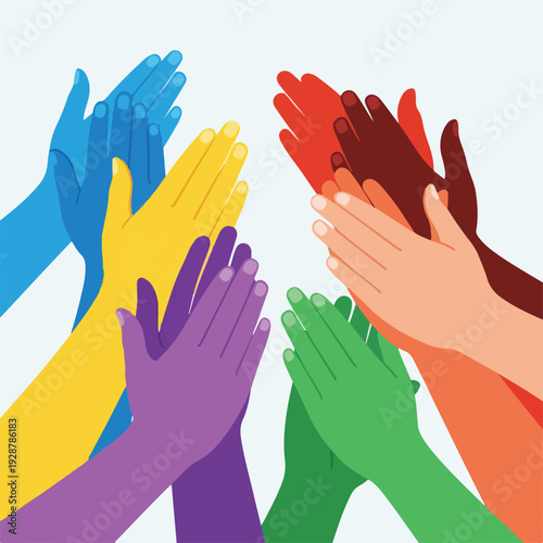 Illustration of diverse hands clapping, celebrating success