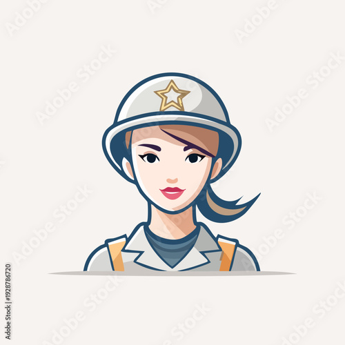 Female Explorer Avatar with Safari Hat and Star Emblem.