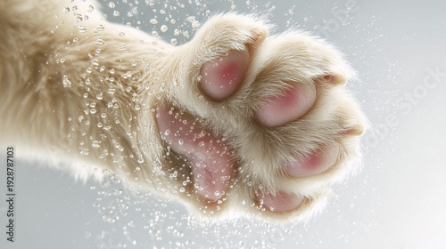 ガラスに触れる茶トラ猫の前足 / Orange Tabby Cat Paw on Glass