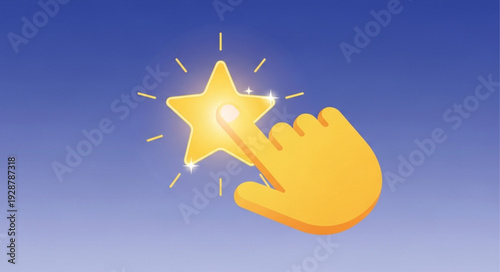 Yellow star icon with cursor hand pointing to it.