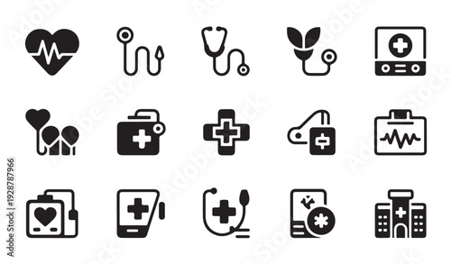 Medical healthcare icons set vector illustration design, health and medical concept