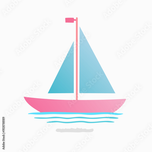 Minimalist Sailboat Illustration on Water.