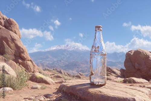Wallpaper Mural Empty Glass Bottle in Desert Landscape. Torontodigital.ca