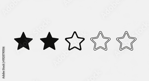 Two filled stars and three outlined stars on a white background.