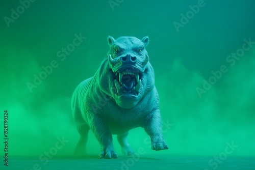 Wallpaper Mural Fierce Green Bulldog in Foggy Environment. Torontodigital.ca