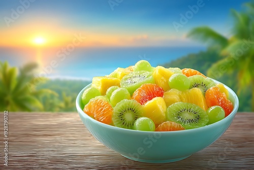 Wallpaper Mural Fresh Fruit Salad Tropical Sunset Background. Torontodigital.ca