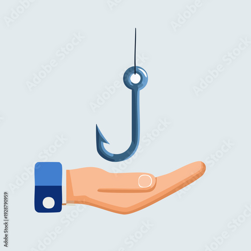 Hand Offering Bait on Fishing Hook.