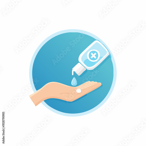 Hand sanitizer being applied to a hand for hygiene and protection against germs.