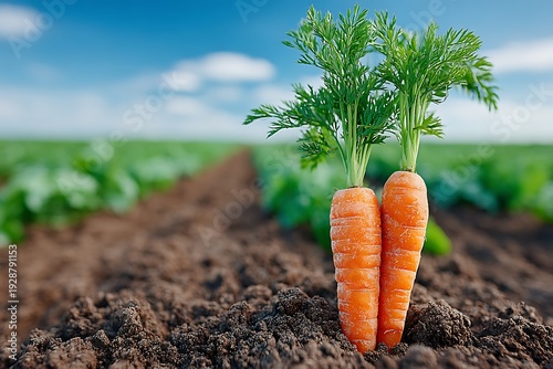 Wallpaper Mural Fresh organic carrots in soil farm. Torontodigital.ca