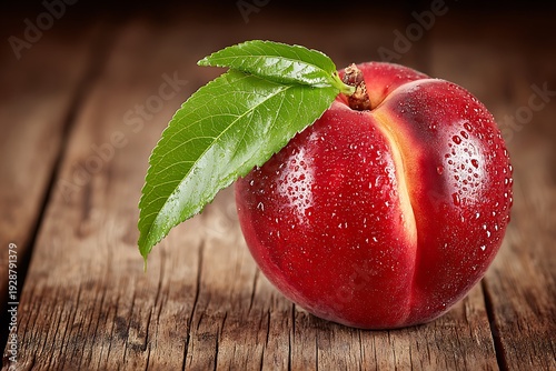 Wallpaper Mural Fresh Red Nectarine on Wooden Table. Torontodigital.ca