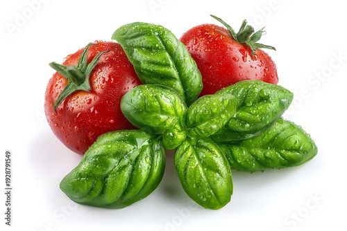 Wallpaper Mural Fresh tomatoes and basil leaves together. Torontodigital.ca