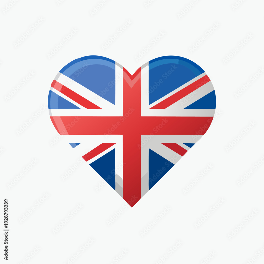 Fototapeta premium Heart Shaped United Kingdom Flag Vector Illustration.