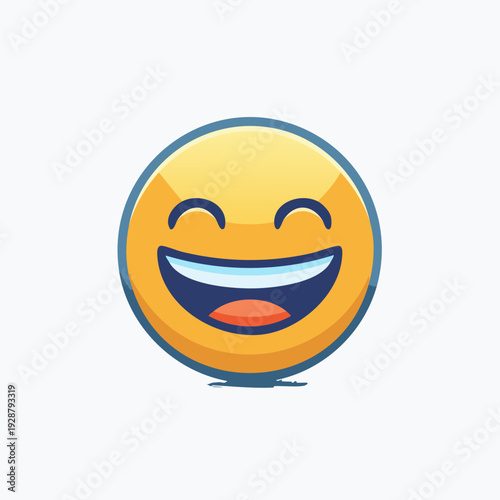 Happy Face Emoji Laughing Out Loud Vector Illustration.
