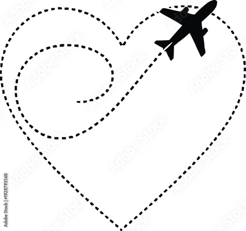 The image features a black image of an airplane located in the upper right corner of the frame. The airplane is depicted in a simple, stylized manner, emphasizing its shape without complex details.