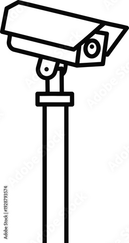 Simple line drawing of a security camera mounted on a pole.
