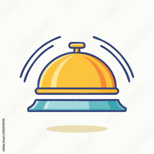 Hotel reception bell ringing cartoon vector illustration.