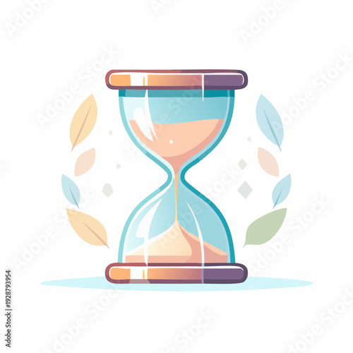 Hourglass Time Passing Illustration with Soft Colors.