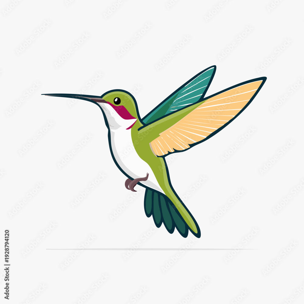 Fototapeta premium Hummingbird in Flight - A Vibrant Illustration of Natures Beauty.
