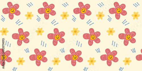 Lovely, seamless hand-drawn floral patterns, perfect for backgrounds and fabric designs for summer holidays.