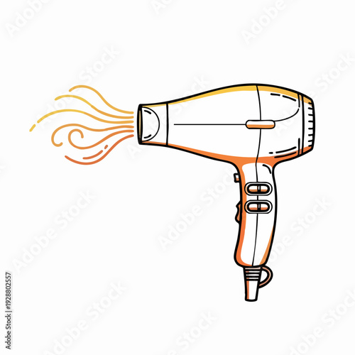 Hair Dryer Blowing Hot Air.