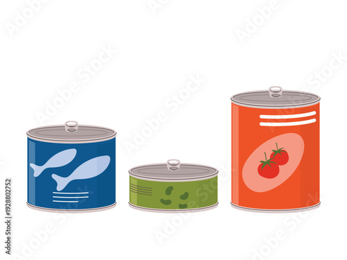 Different Market Product Objects in Closed Container, canned food
