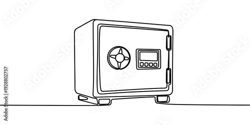 Minimalist Line Drawing of Secure Digital Safe Box