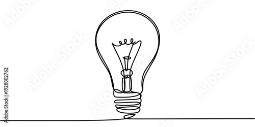 Minimalist Line Drawing of Light Bulb Idea Concept