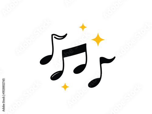 Doodle music note icon, party icon