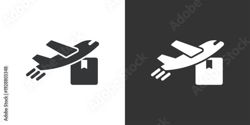 Air Cargo Shipping icon. Solid glyph series icon