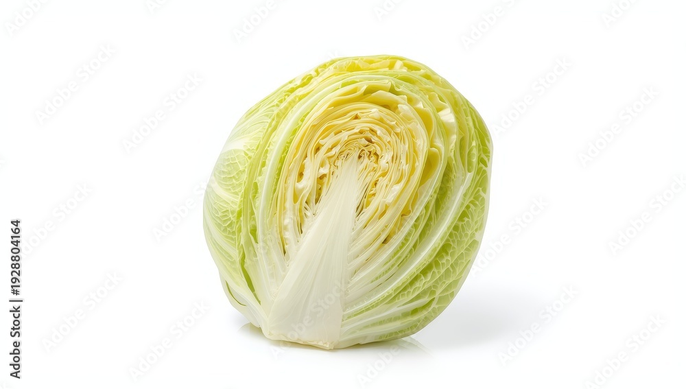 Fototapeta premium Whole napa cabbage with pale and yellow leaves, ideal for Asian dishes, soups, and healthy meals
