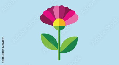 Stylized floral illustration with petals and green leaves