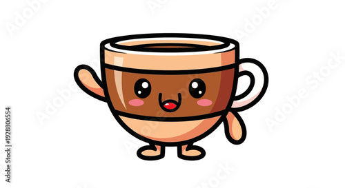 Cute Cartoon Coffee Cup with Smiling Face