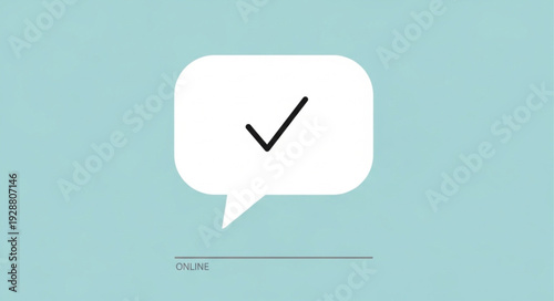 Speech bubble with check mark symbol inside and loading bar below.