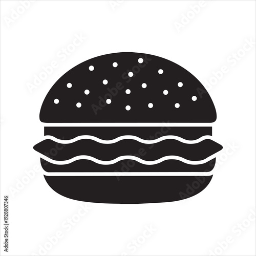 Minimalist burger silhouette icon isolated on transparent background