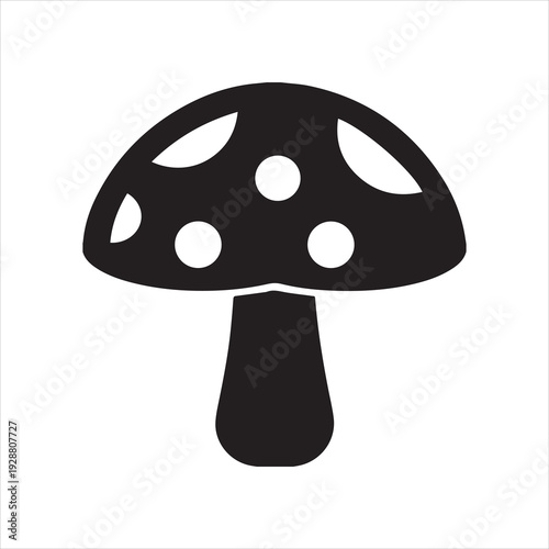Mushroom silhouette icon isolated on transparent background