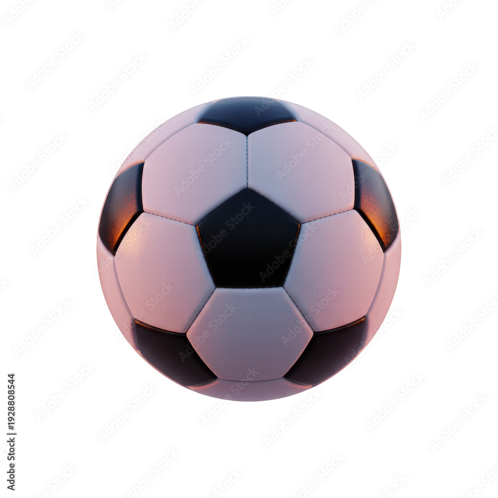 Fototapeta premium Realistic 3D Soccer Ball Isolated on Black Background