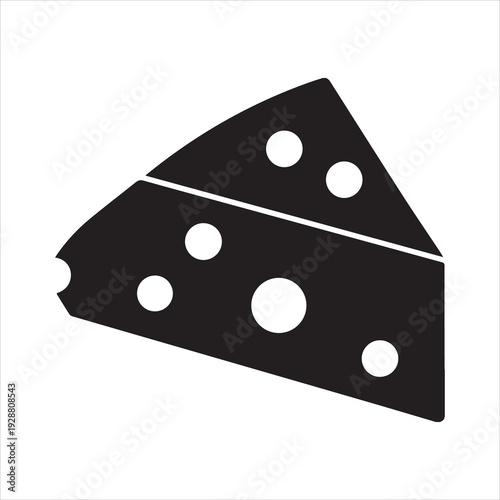 Minimalist cheese wedge silhouette isolated on transparent background