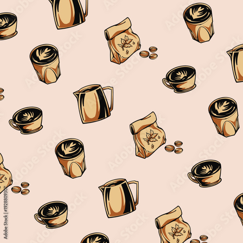 Pattern Coffee Shop Hand Drawn Illustration Design