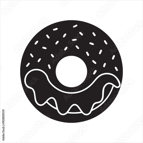 Donut with icing silhouette icon isolated on transparent background